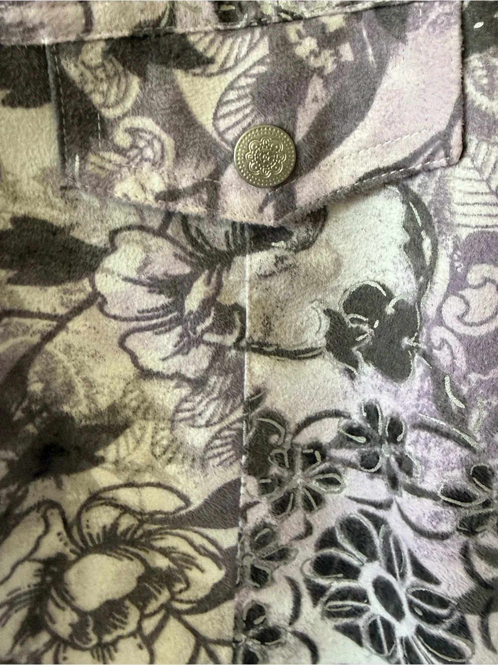 Alfred Dunner 6P Jacket Floral Paisley Lined Button Front Lavender Gray Petite